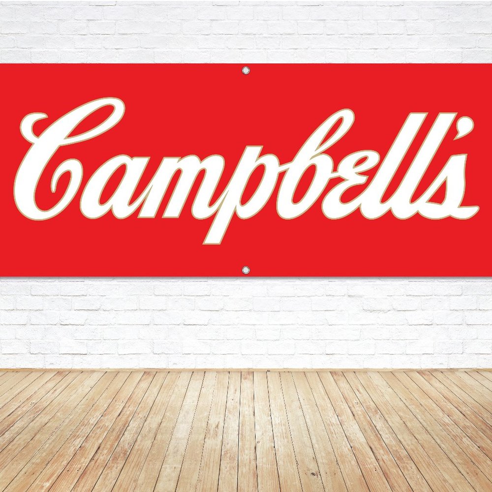 CAMPBELLS Soup Logo 5ft Vinyl Banner Sign Brand Exposure Concession Display Deco